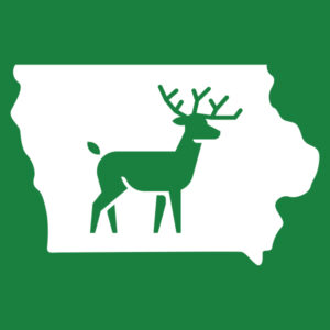 Deer Silhouette outlined by map of Iowa