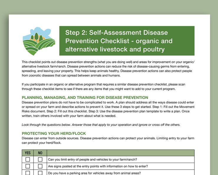 Photo of Step 2 disease prevention checklist