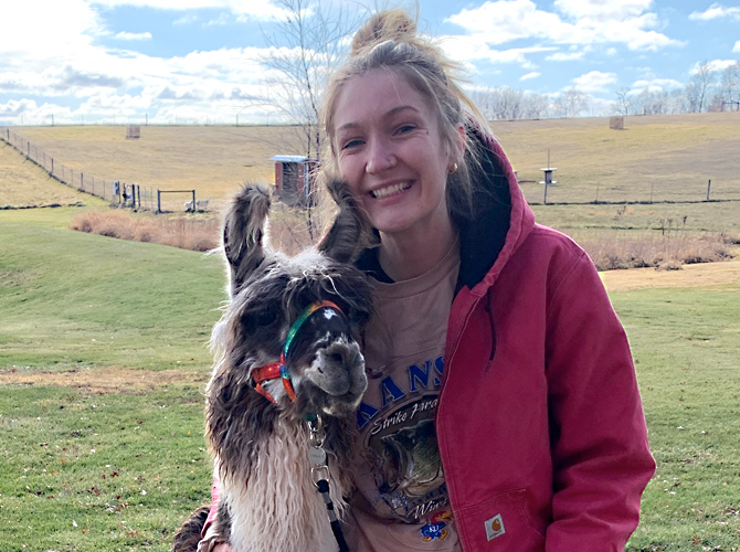 Natalie Young and llama