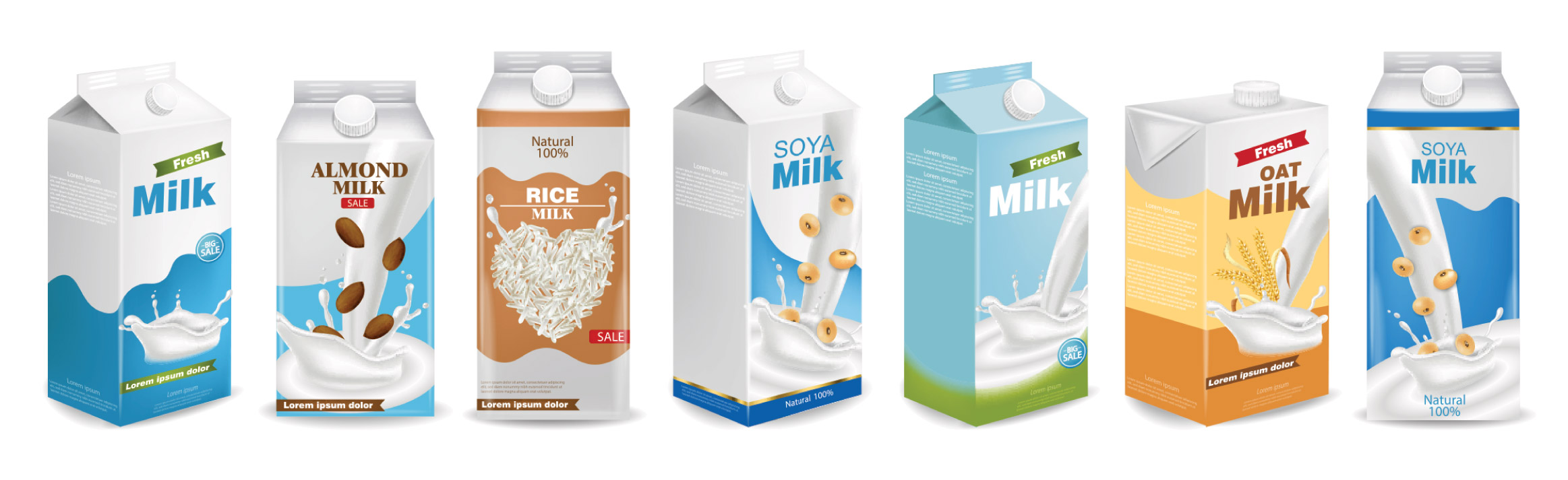Various milk cartons